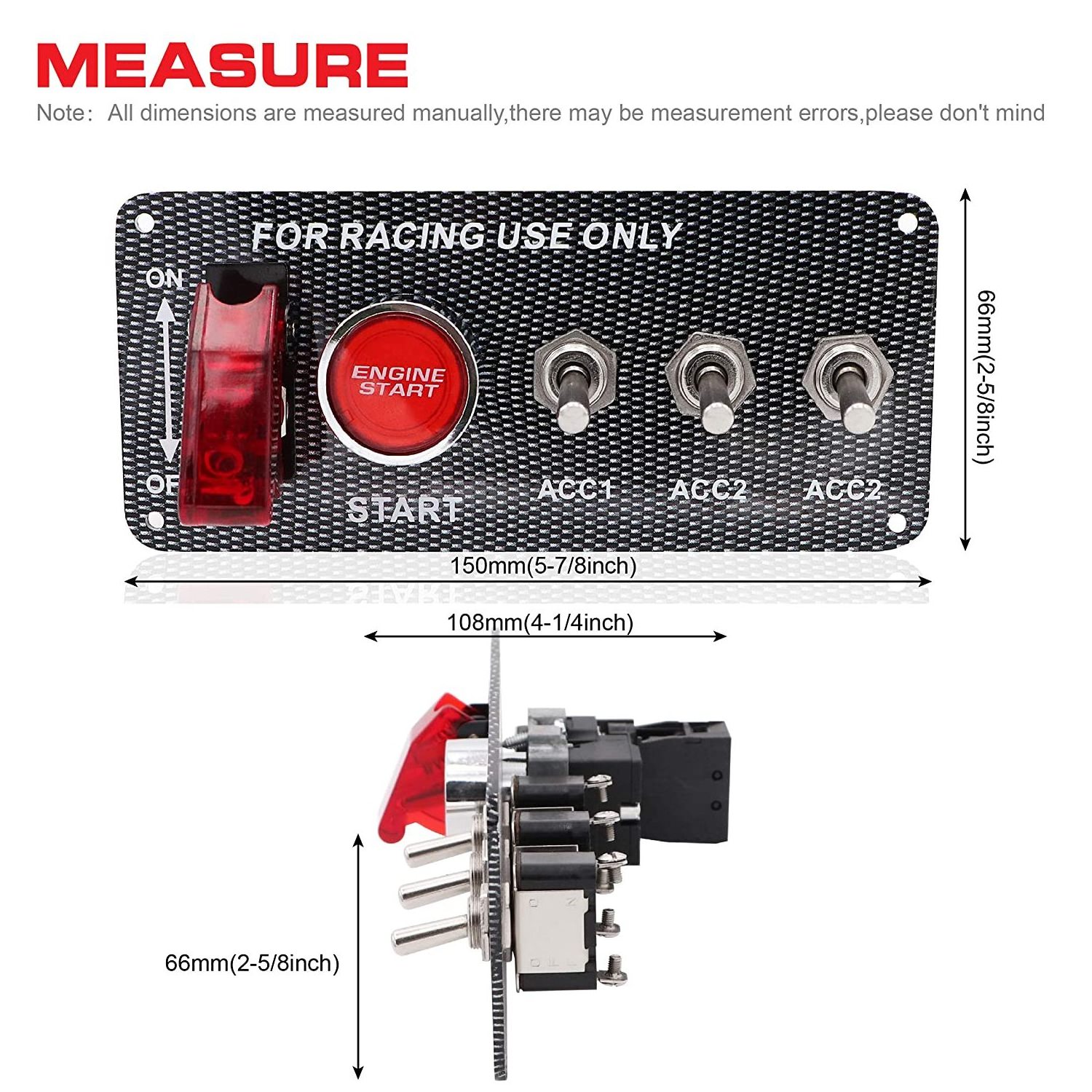 12v Ignition Switch Panel for Racing Car 5 in 1 Ignition Starter Switches with Engine Push Button Auto Engine Systems