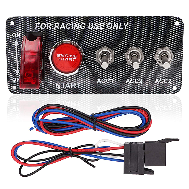 12v Ignition Switch Panel for Racing Car 5 in 1 Ignition Starter Switches with Engine Push Button Auto Engine Systems