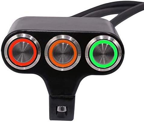 3 Position Aluminum Alloy Motorcycle Switches Handlebar Kill Headlight Switch with Indicator Light Electric Car ATV