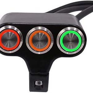 3 Position Aluminum Alloy Motorcycle Switches Handlebar Kill Headlight Switch with Indicator Light Electric Car ATV