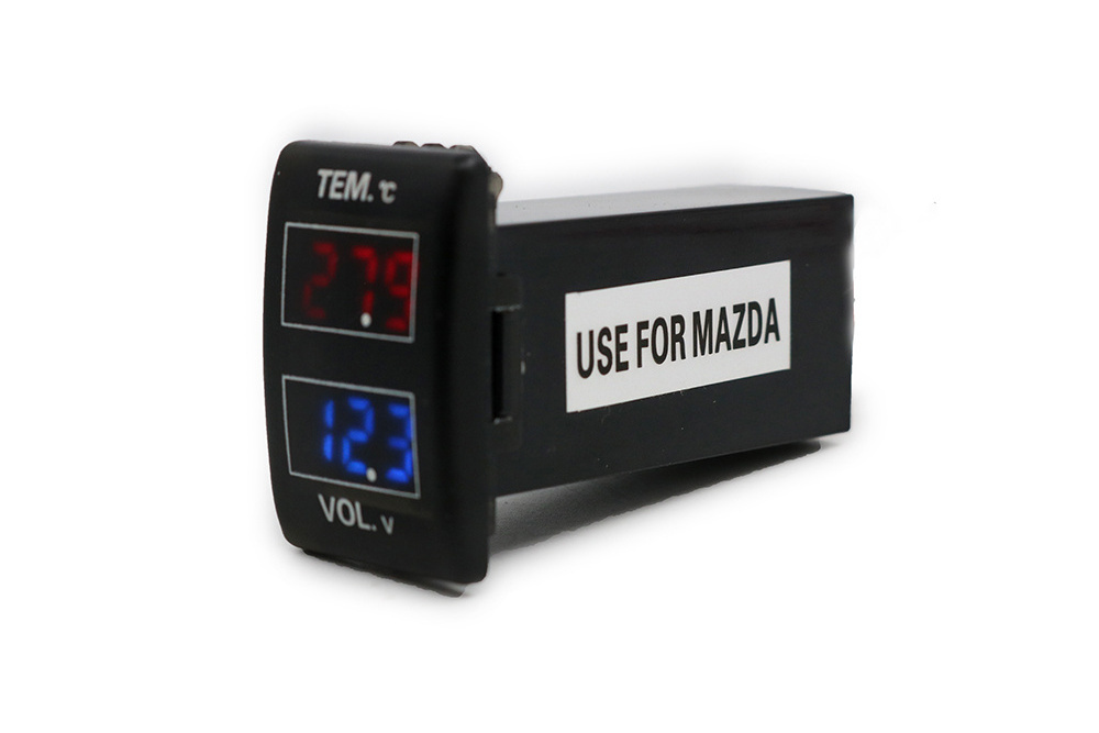 12V Dual Digital Led Display Voltmeter Voltage Temperature Gauge Car For Mazda