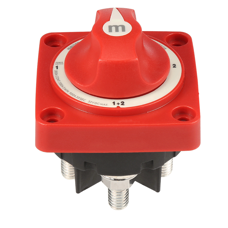 M-Series Selector Dual Battery Switch 300A Dual Battery Selector Switch 4 Position 1-2-Both-Off for Marine Boat Trucks