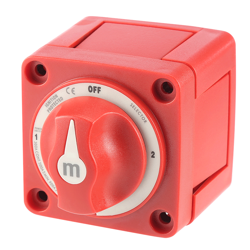 6007 M-Series Selector Dual Battery Switch 300A Dual Battery Selector Switch 4 Position 1-2-Both-Off for Marine Boat Trucks