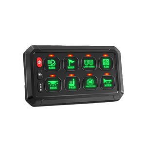 RGB  8 Gang Switch Panel 3 Silicon Button Strobe Touch Control Panel Box Switch Pod for Truck Off-Road Rocker Boat Marine SUV