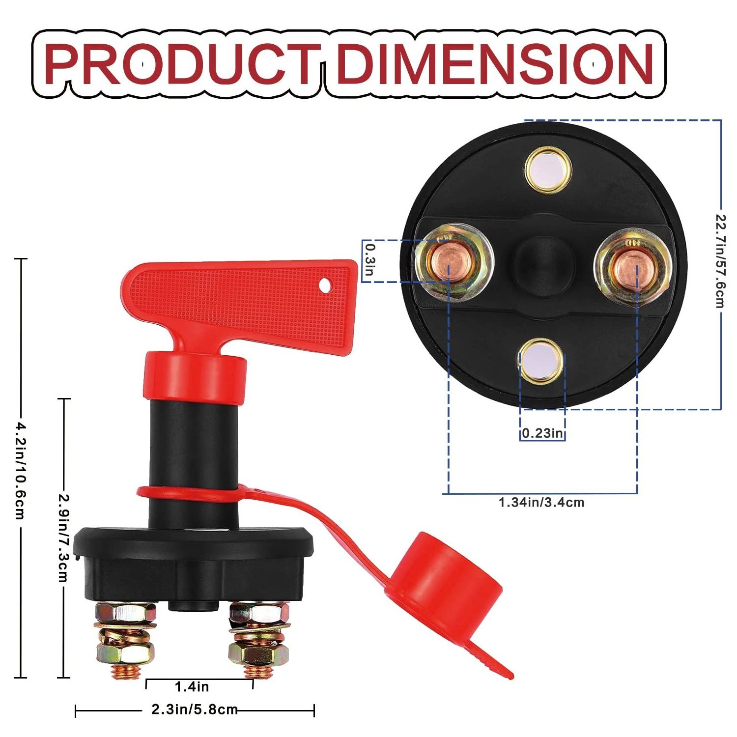 DC 12V 24V Battery Master Isolator Cut Off Power Kill Switch On/Off Battery Disconnect Switch for Marine Car Boat RV