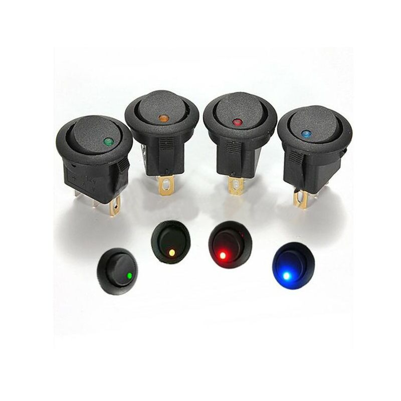 KCD1 on-off rocker switch 3 pin with LED lamp illumination 12V Round Mini Rocker Toggle Switch