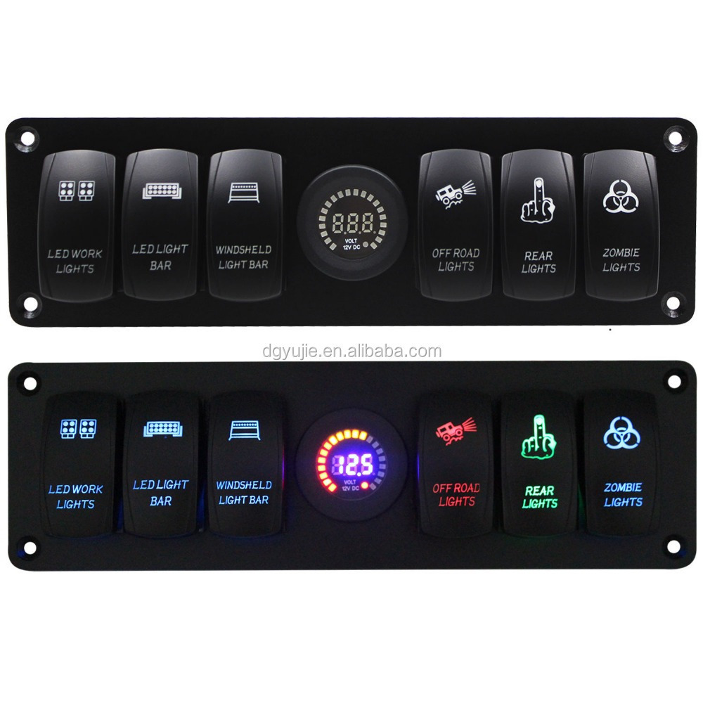 Car Boat 6 Gang Rocker Switch Panel Circuit Breaker