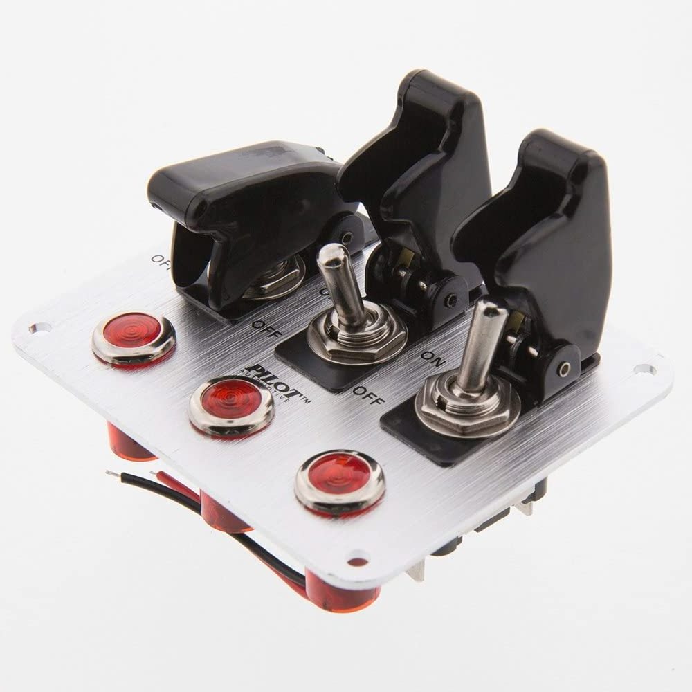 Automotive Chrome Safety Cover Toggle Switch with Red Indicator Light