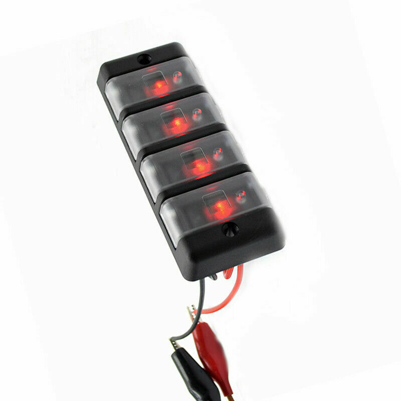 Auto Car Accessories DC 12V 4 Way Button Rocker Toggle Switch Panel 16A Circuit Breakers with Red LED Indicator