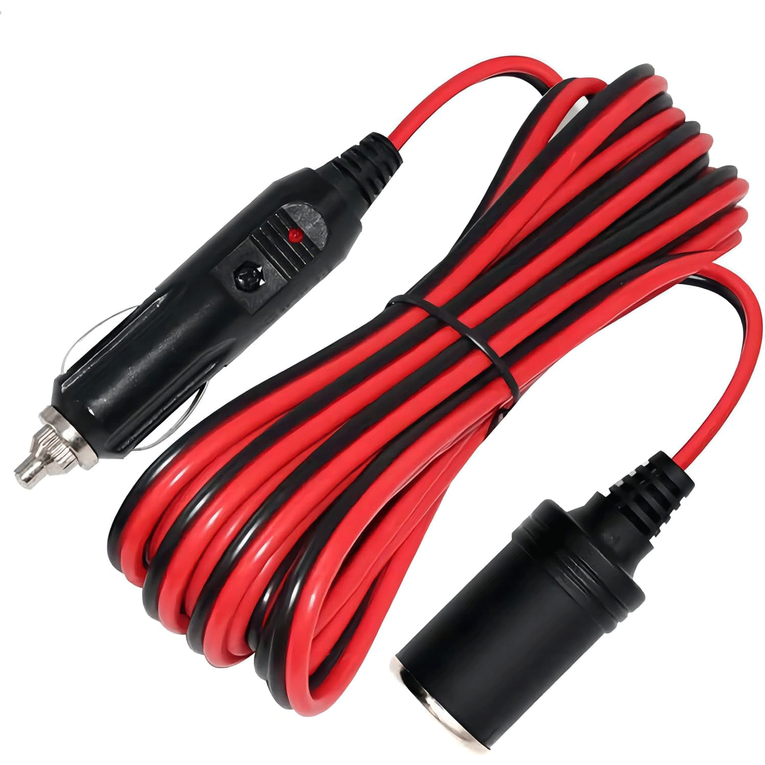 Car Charger Cable 12-24v Male Plug to Female Socket 15A Power Adapter with LED Lights for Air Compressor Tire Pump Cooler Fridge