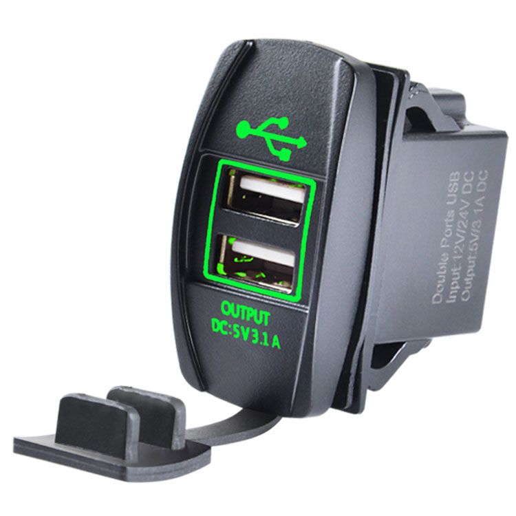 Rocker Switch Style USB Charger Quick Charge 12V Dual USB Charger 5V 3.1A Car Charger Replacement for Rocker Switch Panel