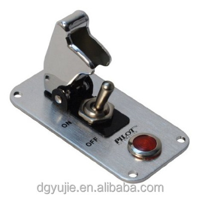 Automotive Chrome Safety Cover Toggle Switch with Red Indicator Light