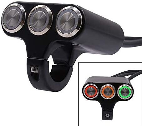 3 Position Aluminum Alloy Motorcycle Switches Handlebar Kill Headlight Switch with Indicator Light Electric Car ATV