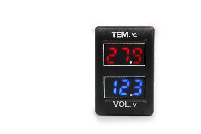 12V Dual Digital Led Display Voltmeter Voltage Temperature Gauge Car For Mazda