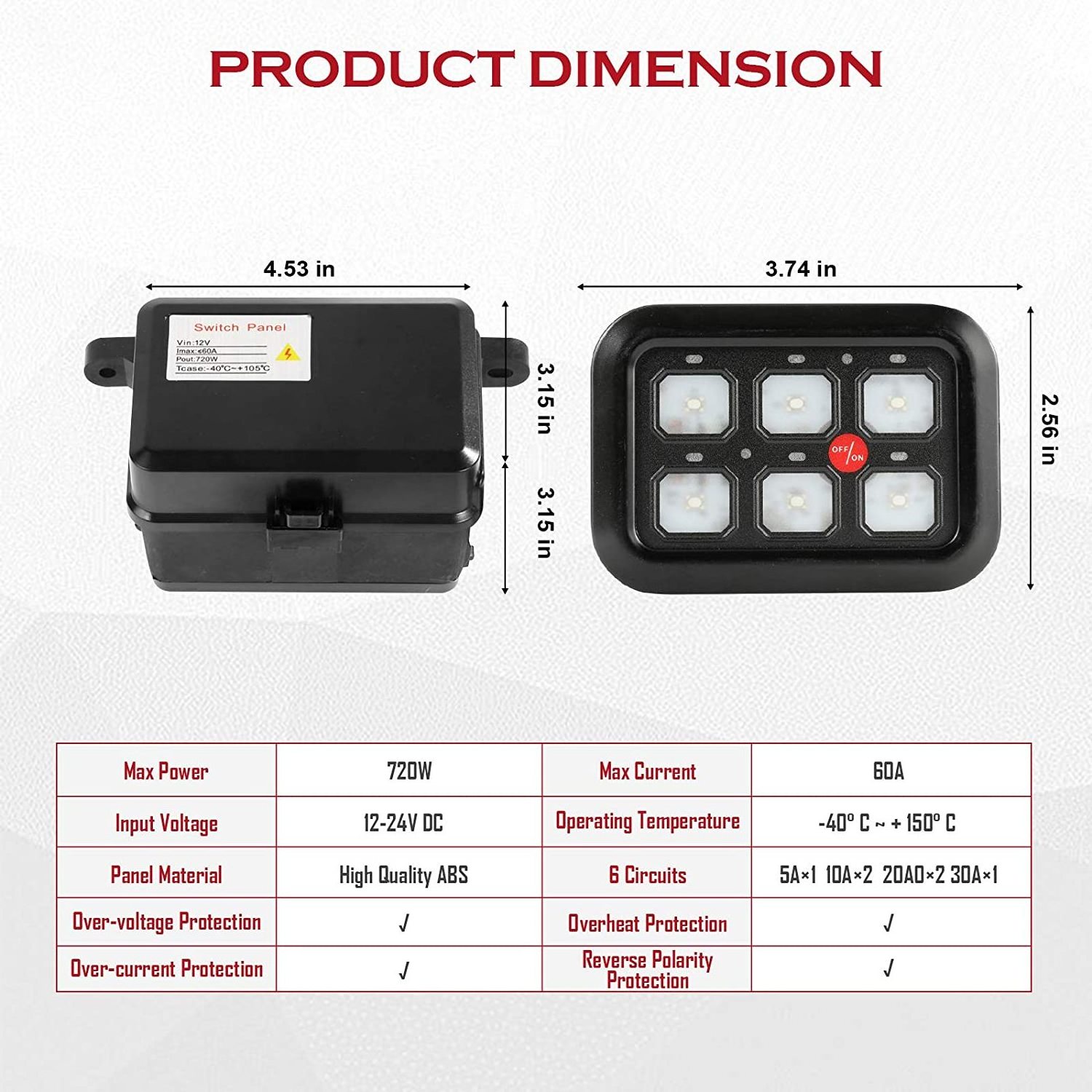 6 Gang Switch Panel For Car, Partol Universal Electronic Relay System Circuit Control Box LED On-Off Car Switch Panel