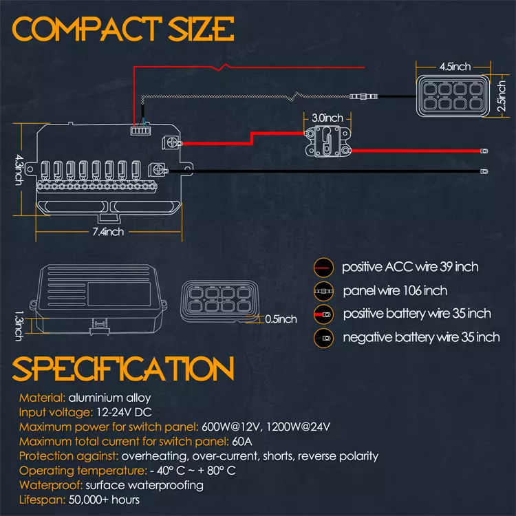 HOT 8 Way Switch Panel 10-30V with up to 60A Continuous