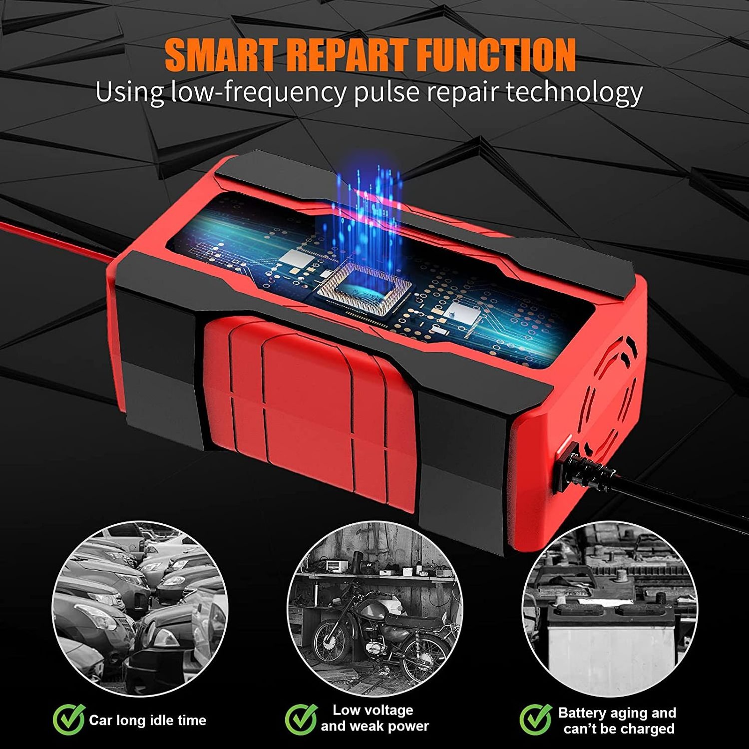 Battery Charger 10-Amp 12V and 24V Fully-Automatic Smart Car Battery Charger, Battery Maintainer Trickle Charger, and Battery De