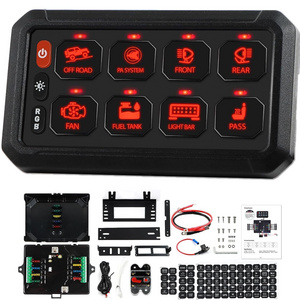 RGB 8 Gang Switch Panel Universal Strobe Touch Control Panel Box Switch Pod for Truck Offroad Rocker Boat Marine SUV