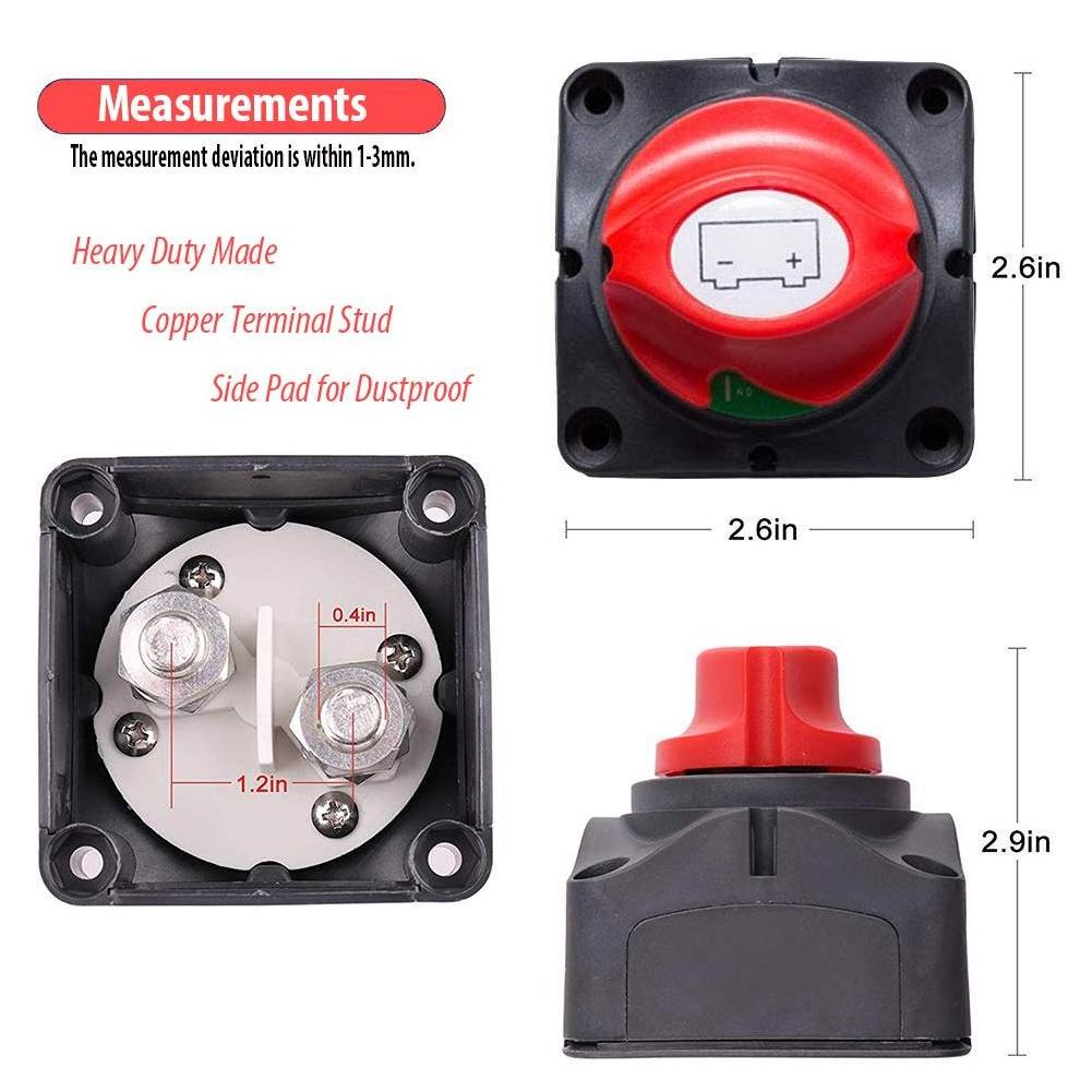 Heavy Duty Battery Isolator Switch Battery Disconnect Switch On Off 12V 24V 48V Car Battery Cut Off Switch for Marine 275 Amps