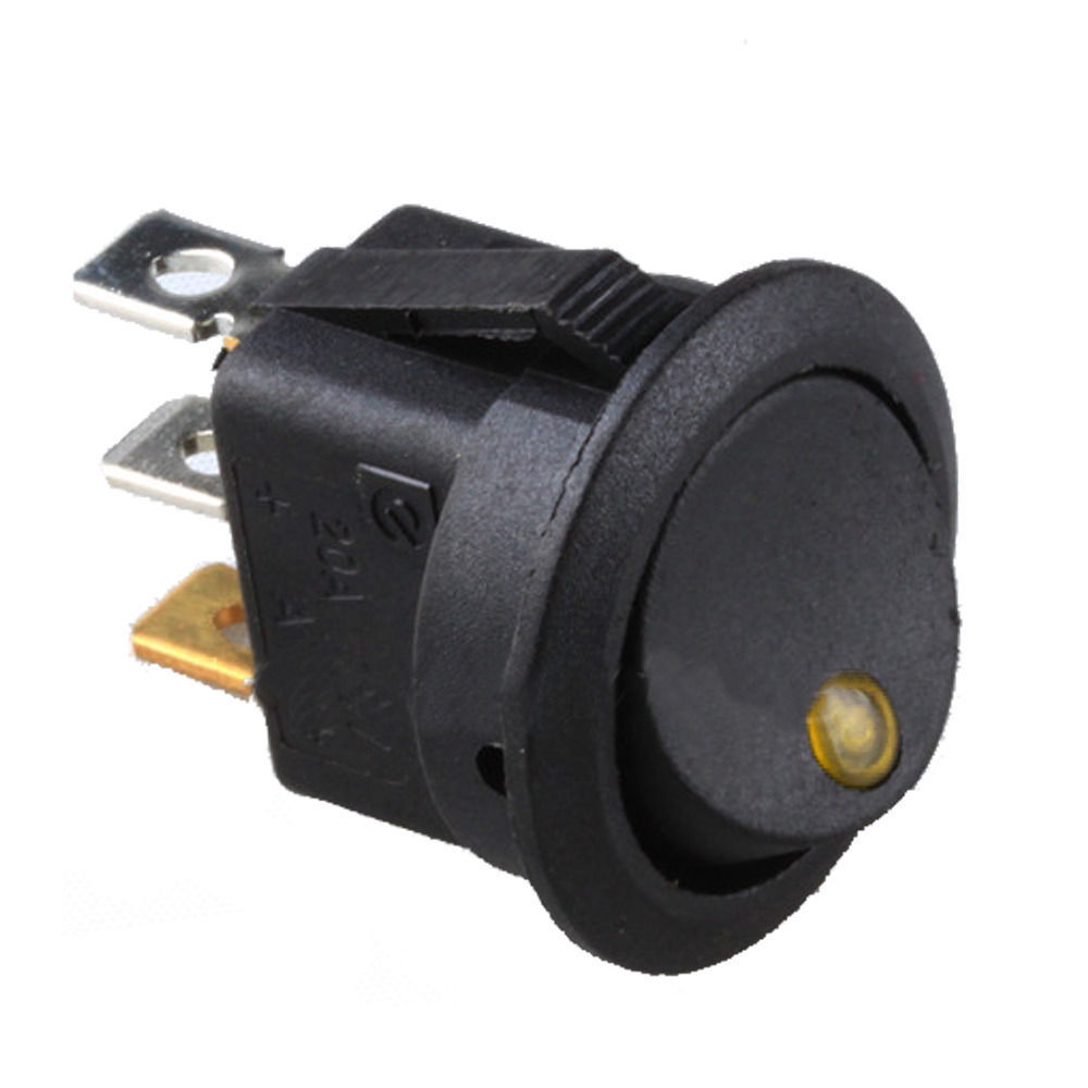 KCD1 on-off rocker switch 3 pin with LED lamp illumination 12V Round Mini Rocker Toggle Switch