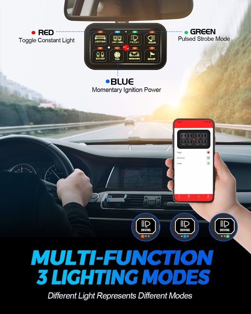 RGB 8 Gang Auxiliary Switch Panel Multifunction APP Control