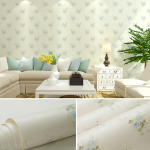 Blue Roses Design Non-woven Room Wallpaper for Girls