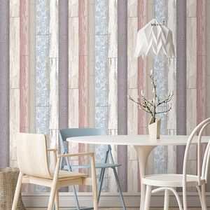 Vintage Wood Board Design Vinyl Wall Paper Living Room Wallpaper