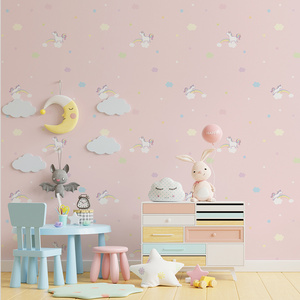 Cute Cartoon Design PVC Home Wallpaper for Girls Room