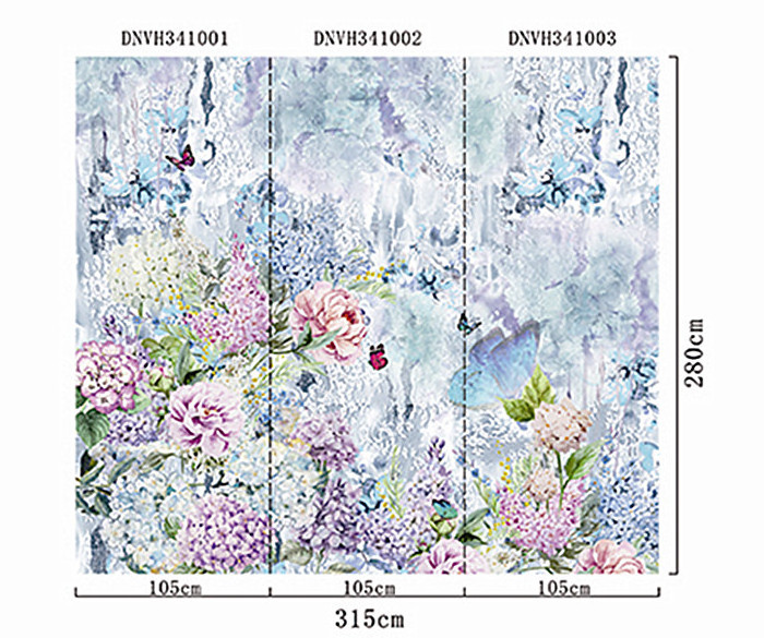 Floral Design Digital Printing Non-woven Mural Wallpaper 3D