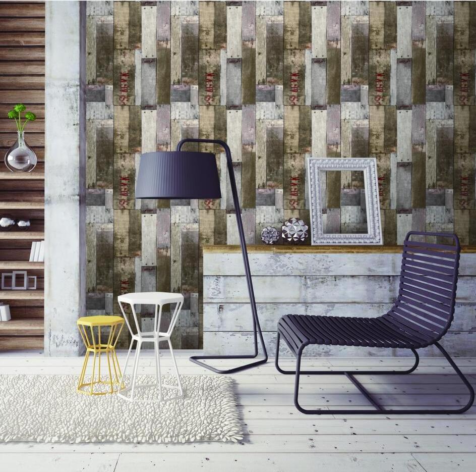 Wood Board Design PVC 3D Name Wallpaper for Walls