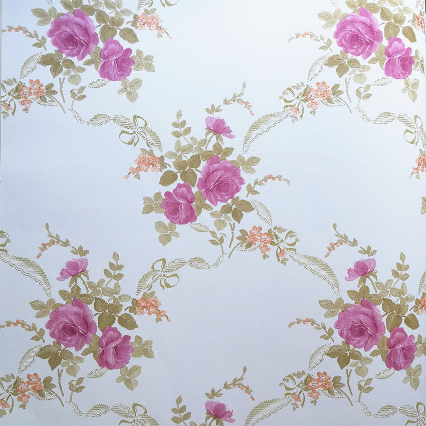 Floral Design PVC Wall Paper Beautiful Rose Flower Wallpaper