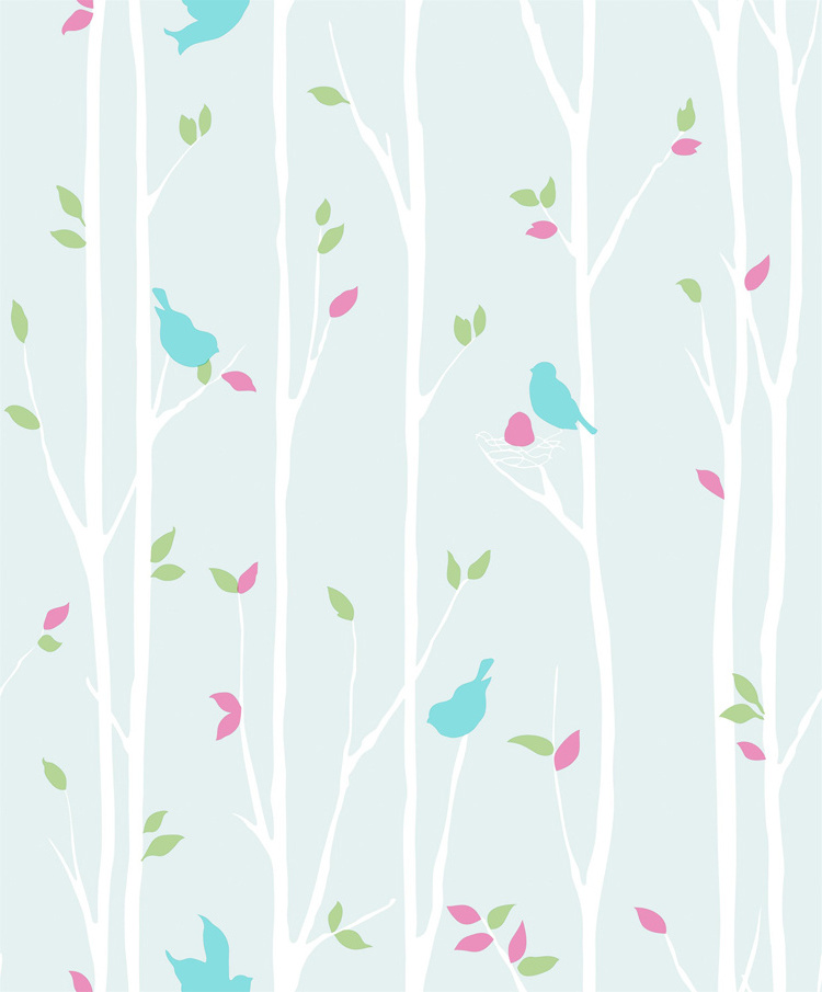 Bird & Tree Design PVC Kids Room Decoration Wallpapers Boy and Girl