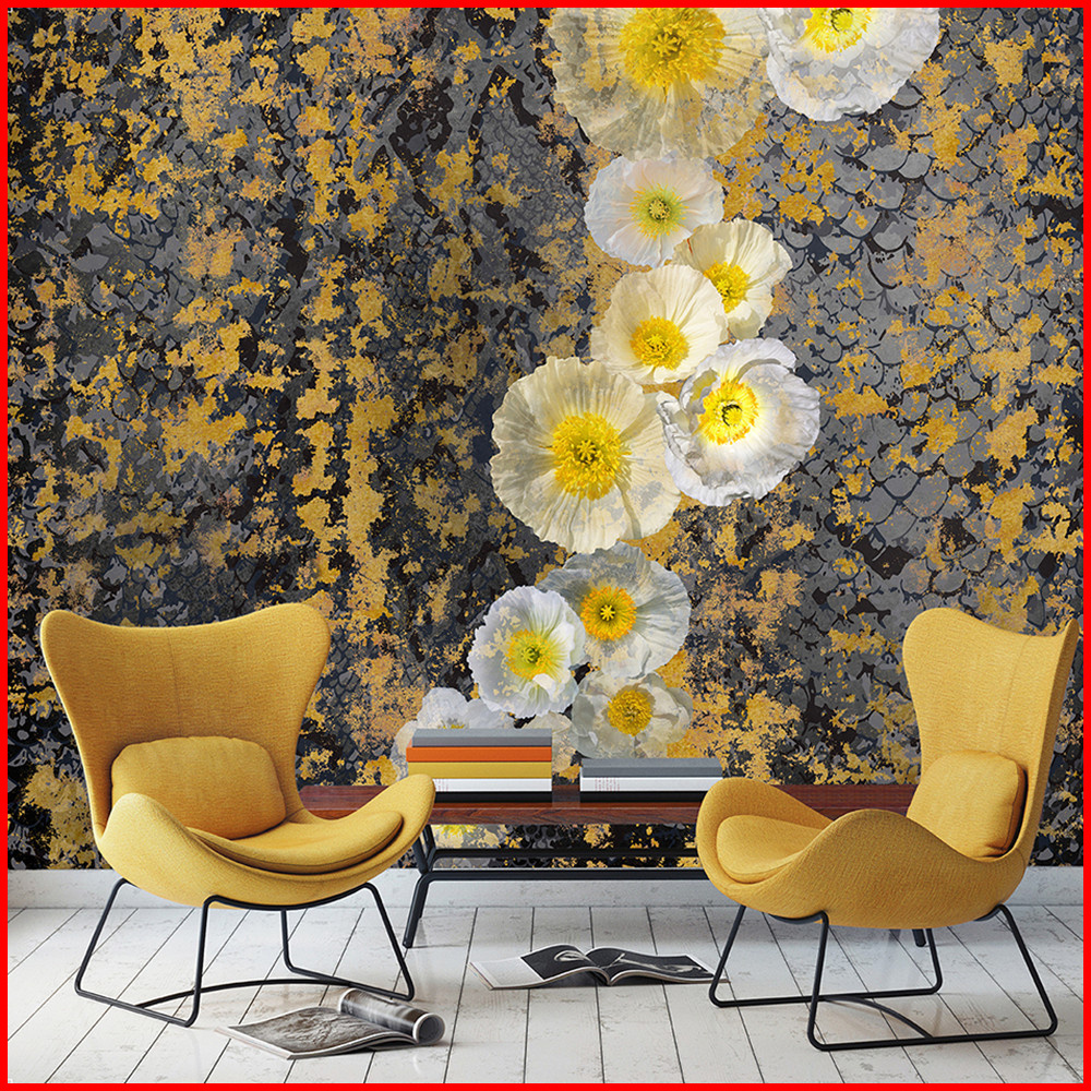 Floral Design Digital Printing Non-woven Mural Wallpaper 3D