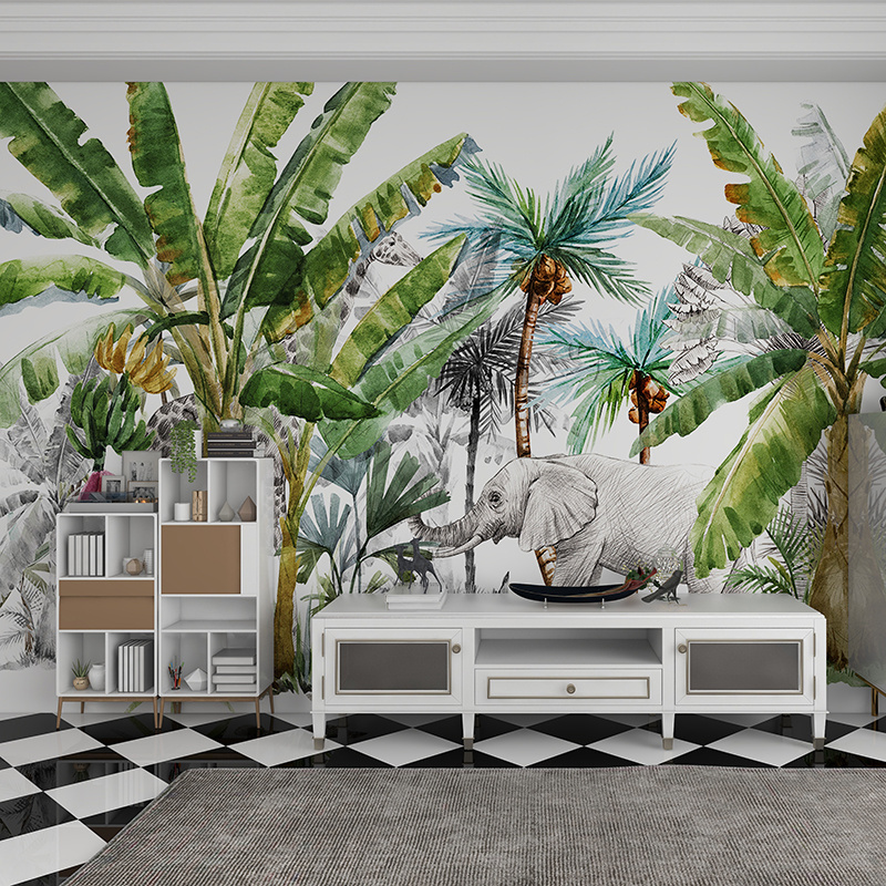 Tropical Plants and Animals Design Digital Wall Paper 3D Wallpaper Murals