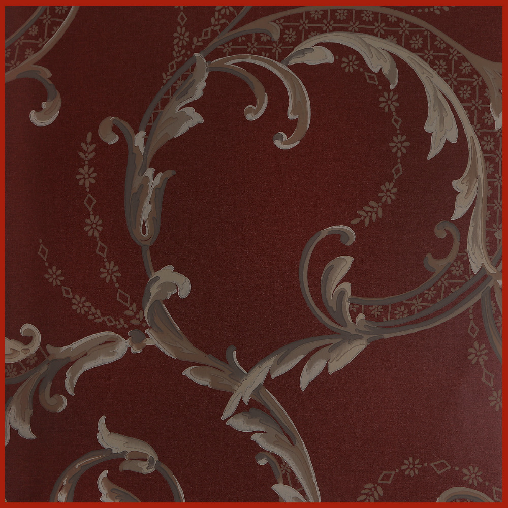 Scroll Design Non-woven Red Designer Wallpaper