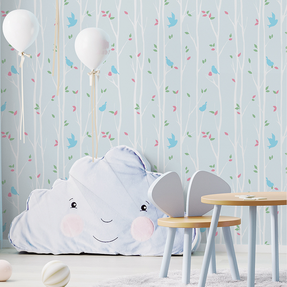 Bird & Tree Design PVC Kids Room Decoration Wallpapers Boy and Girl