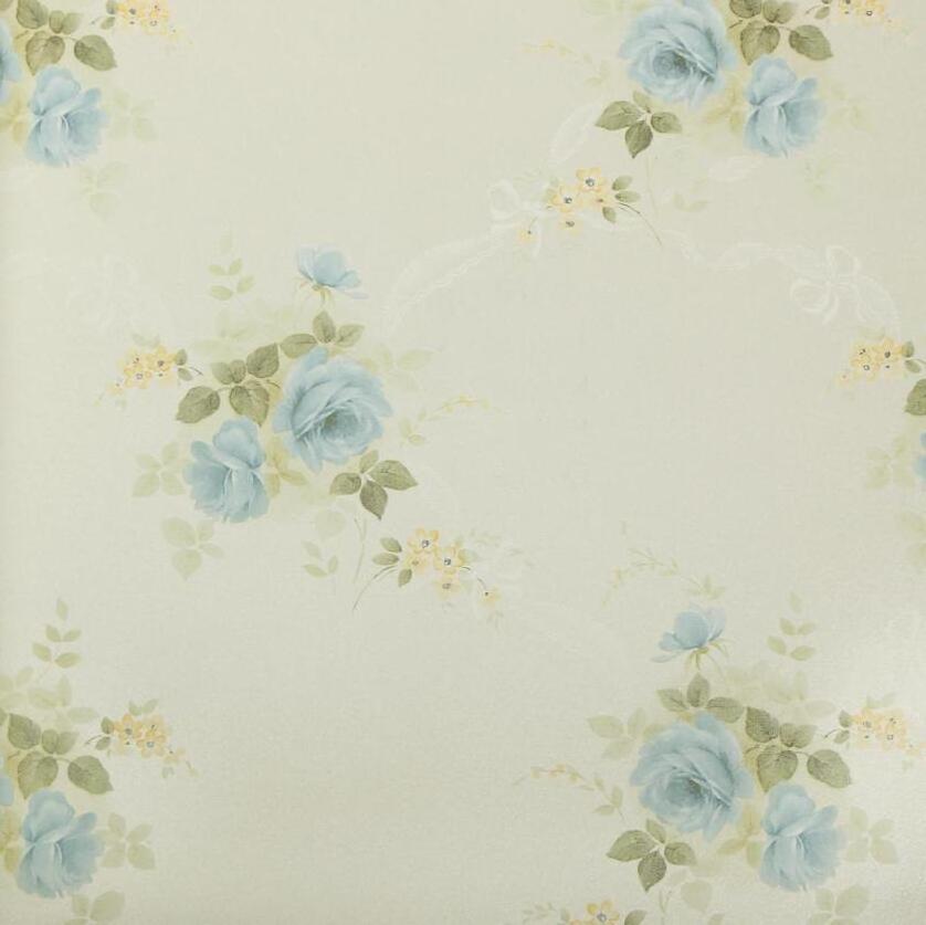 Blue Roses Design Non-woven Room Wallpaper for Girls