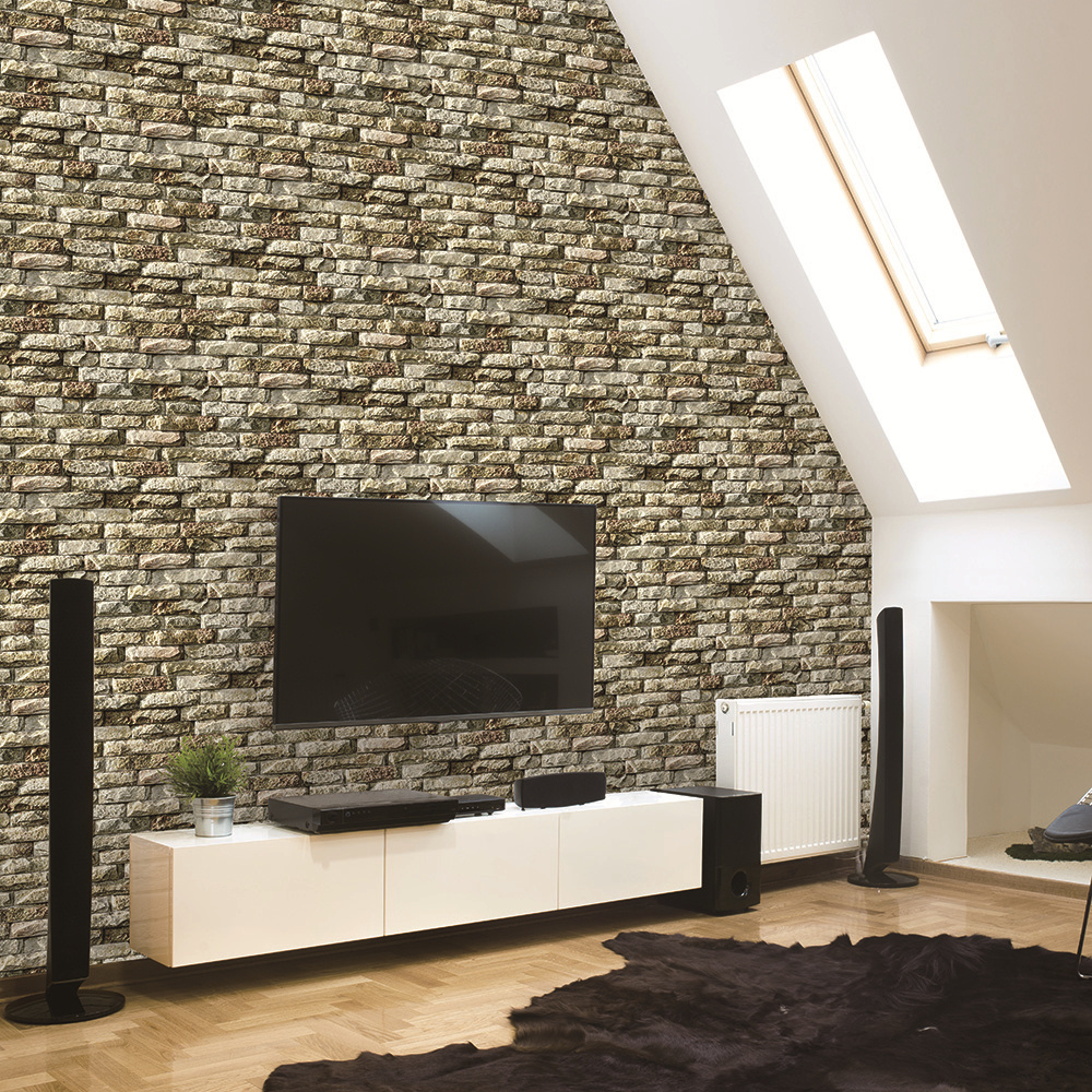 Embossed 106 cm Brick Wallpaper 3D Home Decoration