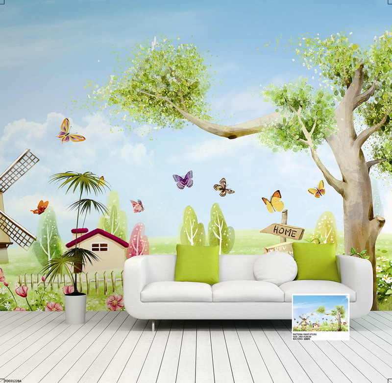 Lovely Design Canvas Backing Digital Printing Baby Room Wallpaper