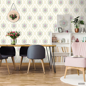 Modern Damask Design PVC Wall Paper Girls Wallpaper for Bedroom