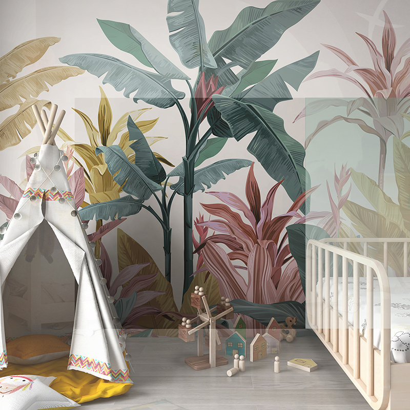 Tropical Jungles and Animals Design Digital 3D Wallpaper Murals for Kids Room