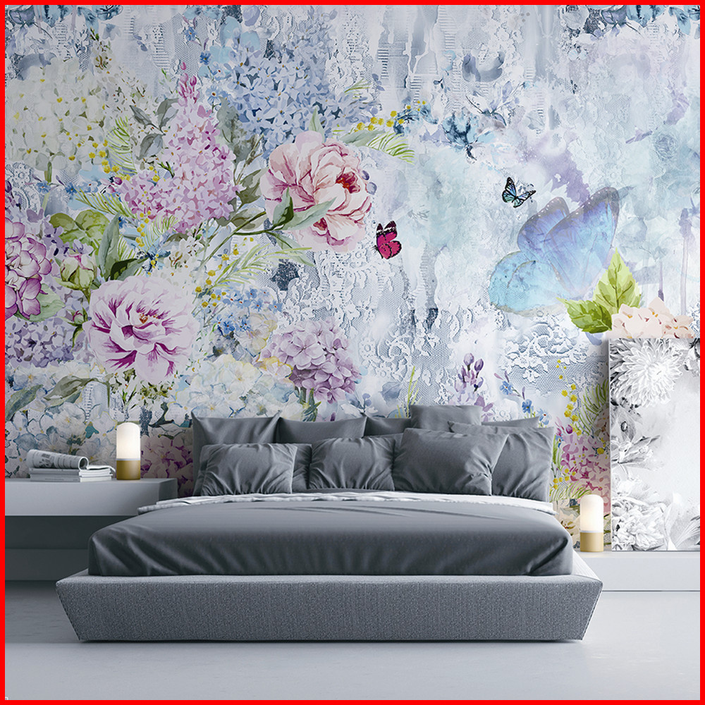 Floral Design Digital Printing Non-woven Mural Wallpaper 3D