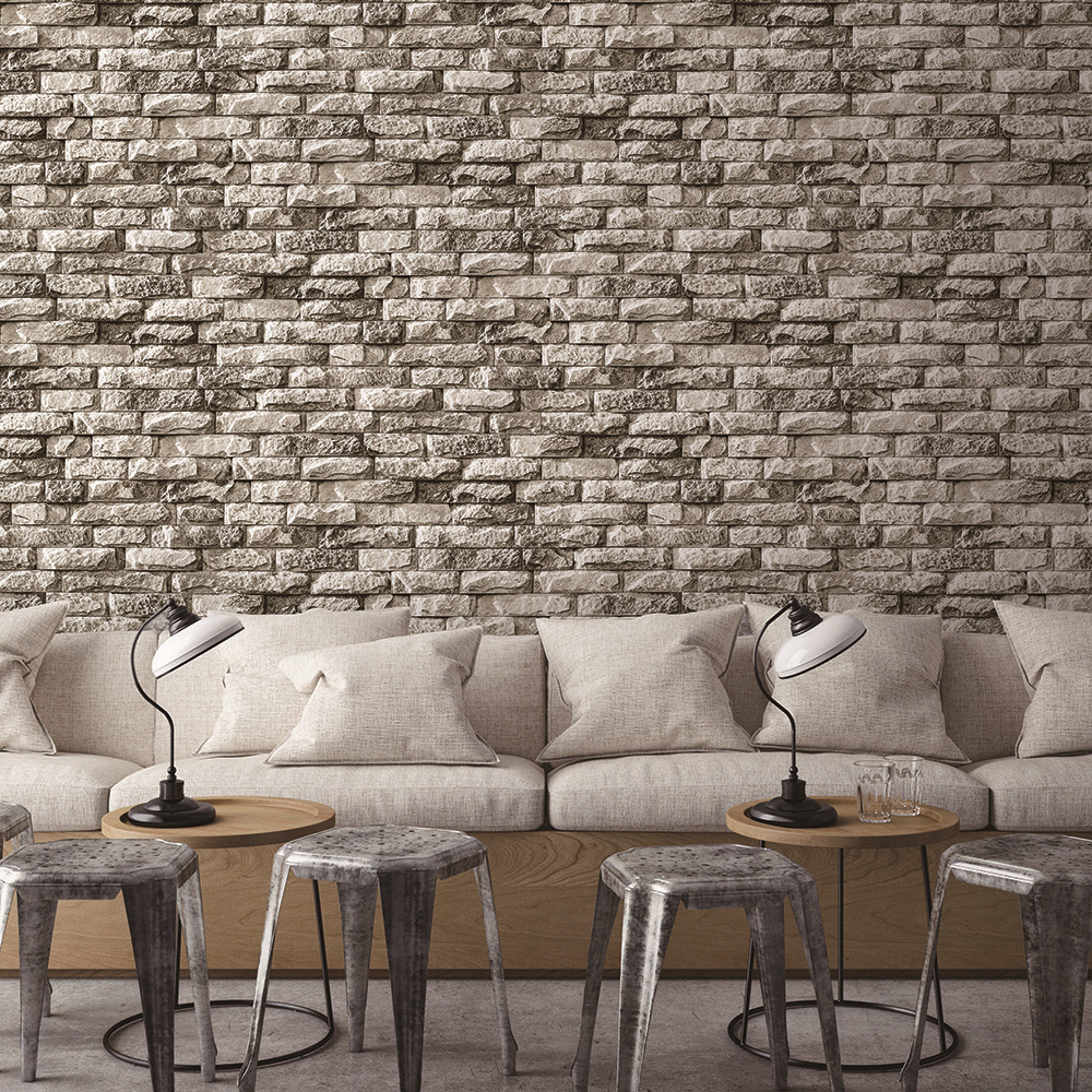 Embossed 106 cm Brick Wallpaper 3D Home Decoration