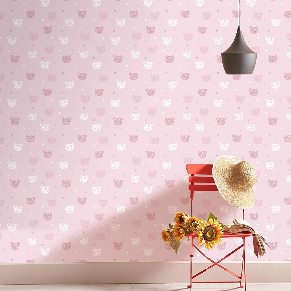 Pink Lovely Design Non-woven Bedroom Wallpaper for Girls