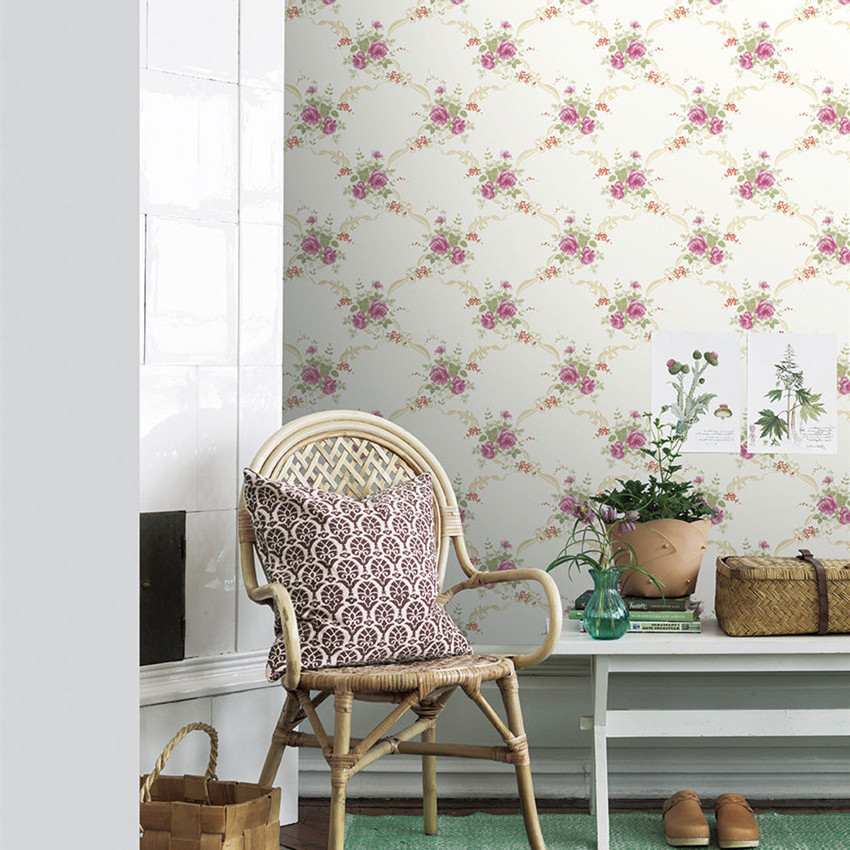 Floral Design PVC Wall Paper Beautiful Rose Flower Wallpaper