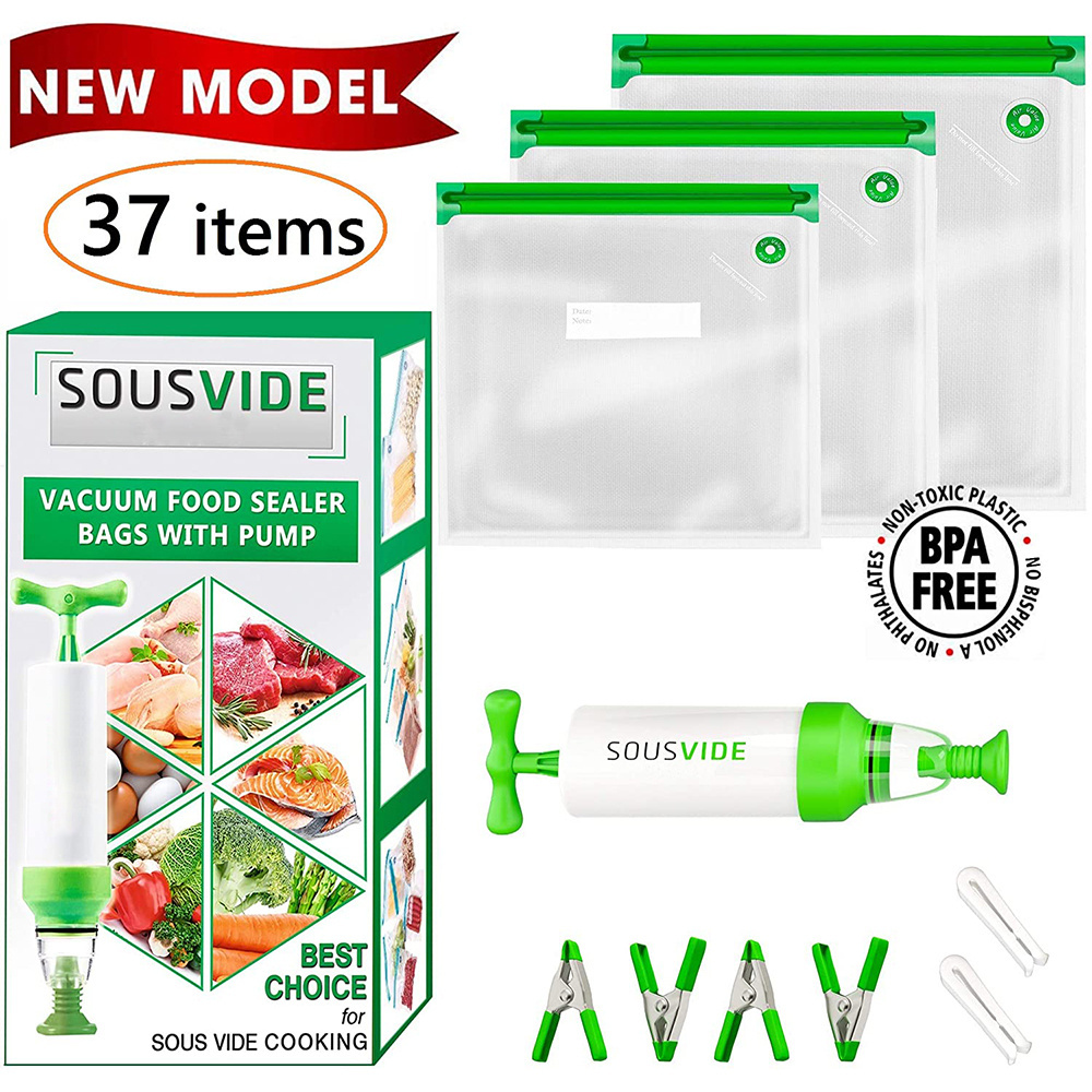 Amazon BPA Free 30 Reusable Sous Vide Bags Kit With Pump For Sous Vide Wifi