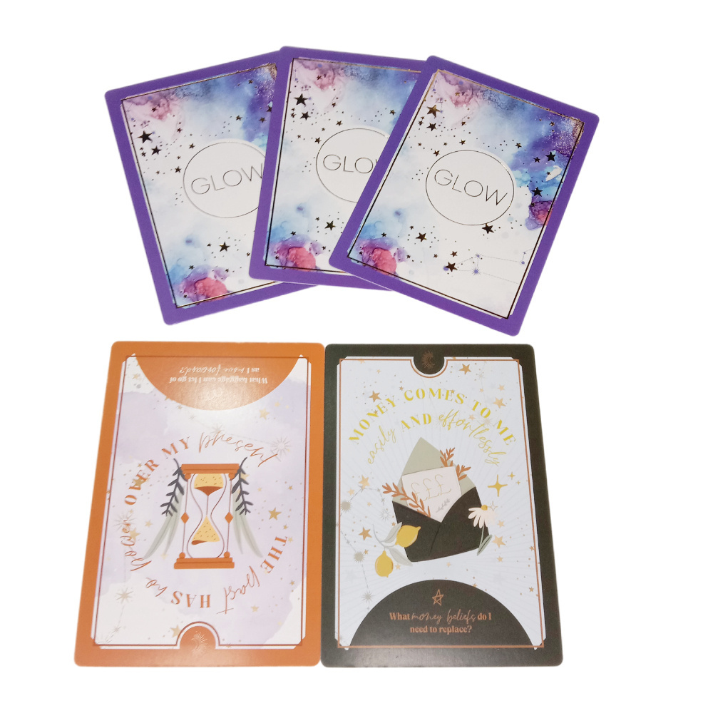 Custom Full Size Playing Cards Deck Printed Positive Oracle & Tarot Cards with Guide Book for Kids Affirmation & Play