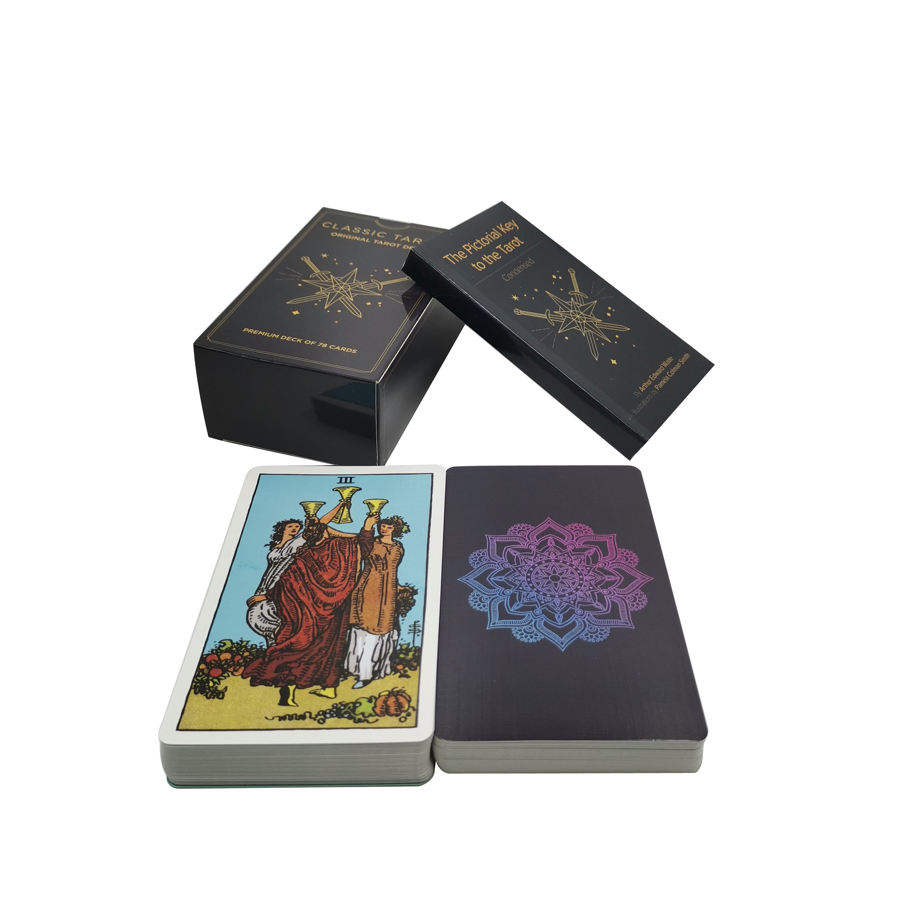 Custom Print Vintage Tarot Playing Cards Free Black Spanish Set Bulk Egipcio Cards