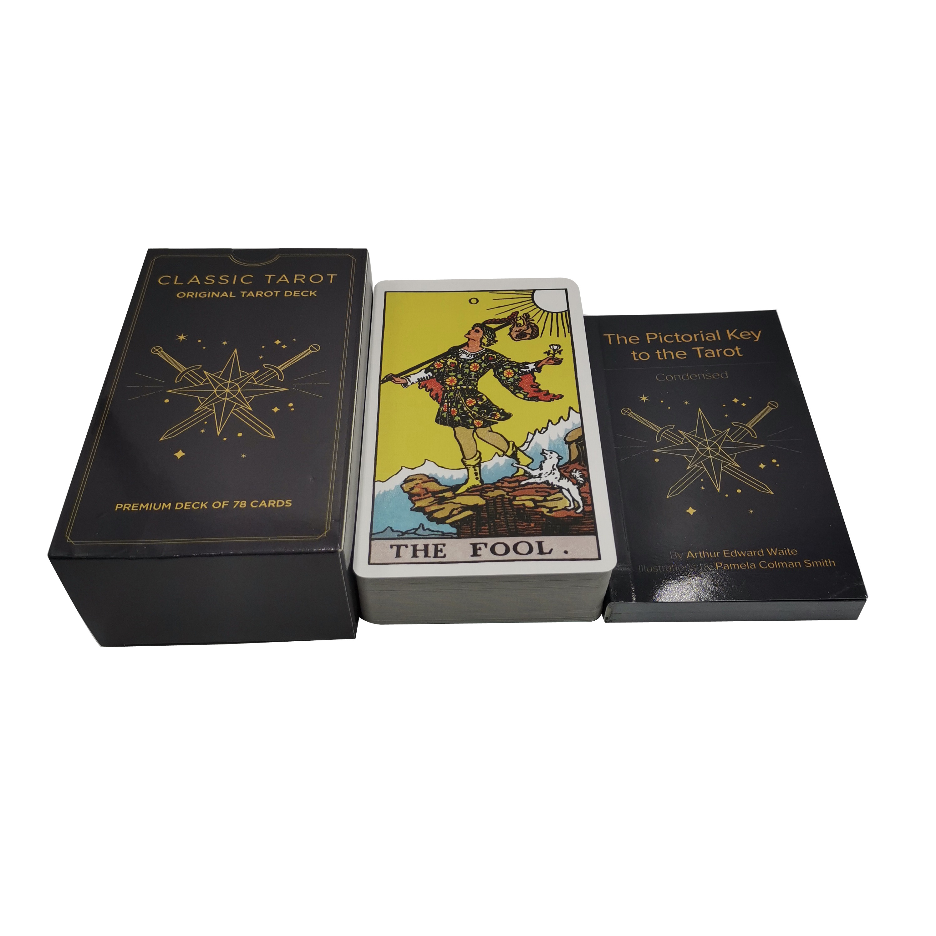 Custom Print Vintage Tarot Playing Cards Free Black Spanish Set Bulk Egipcio Cards