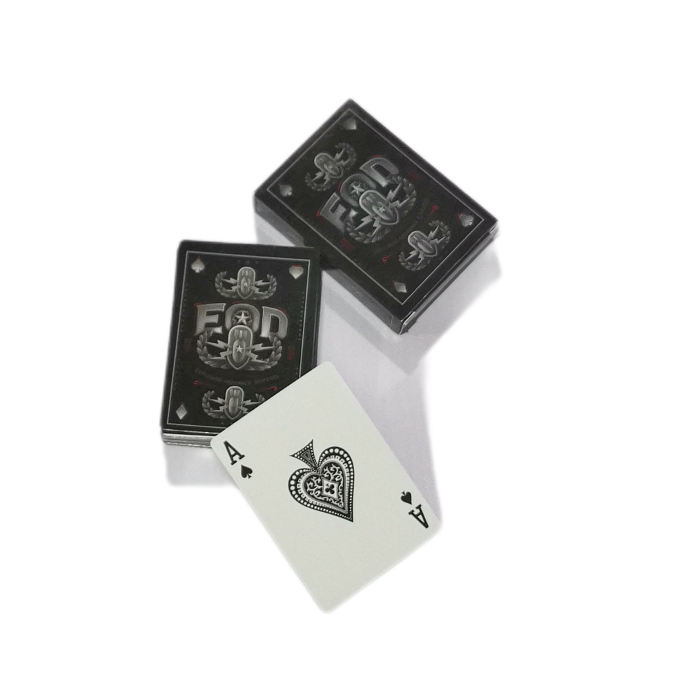 Custom Design PVC Plastic Poker Deck Black Gold Waterproof Sublimation Front Back Logo Printing Paper Playing Cards with Box